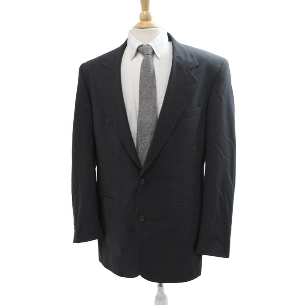 Pierre Cardin Paris Men Dark Gray Solid Collared Button Suit Jacket Size 42